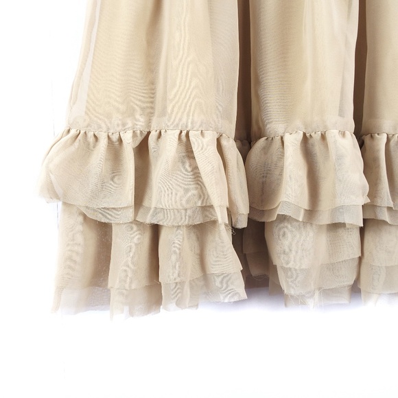 Romeo & Juliet Couture tan pleated ruffle dress, M - Picture 5 of 8